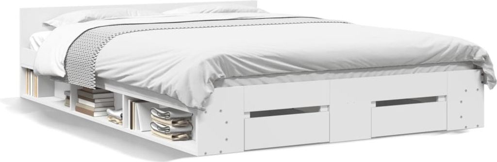 vidaXL Bettgestell mit Schubladen Weiß 140x200 cm Produktbild 