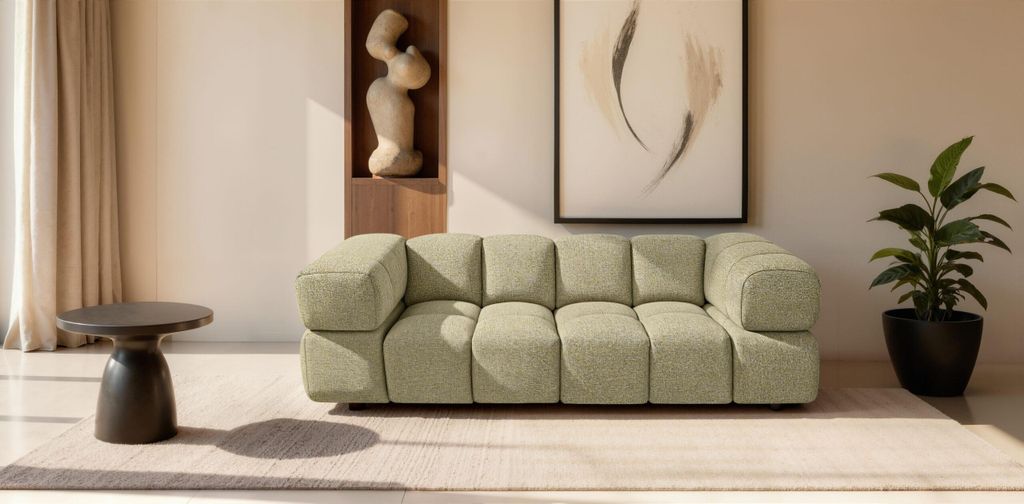 Kaiser Möbel Sofa 3-Sitzer, Couch, Chenille Stoff Puente, Hellgelb, Averro