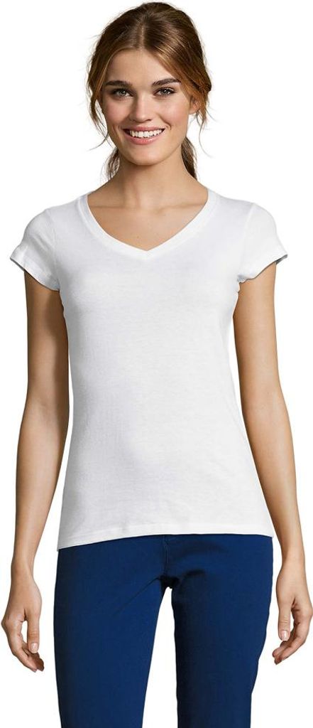SOLS - "Moon" T-Shirt V-Ausschnitt für Damen LT1485 (XXL) (Weiß)