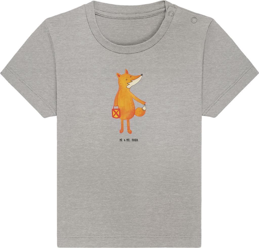 Mr. & Mrs. Panda Babyshirt Fuchs Laterne 24. - 36. Monat - Heather Grey - Geschenk, Laternenumzug, T-Shirt, Baby Kurzarmshirt, Sankt Martin, Organi...
