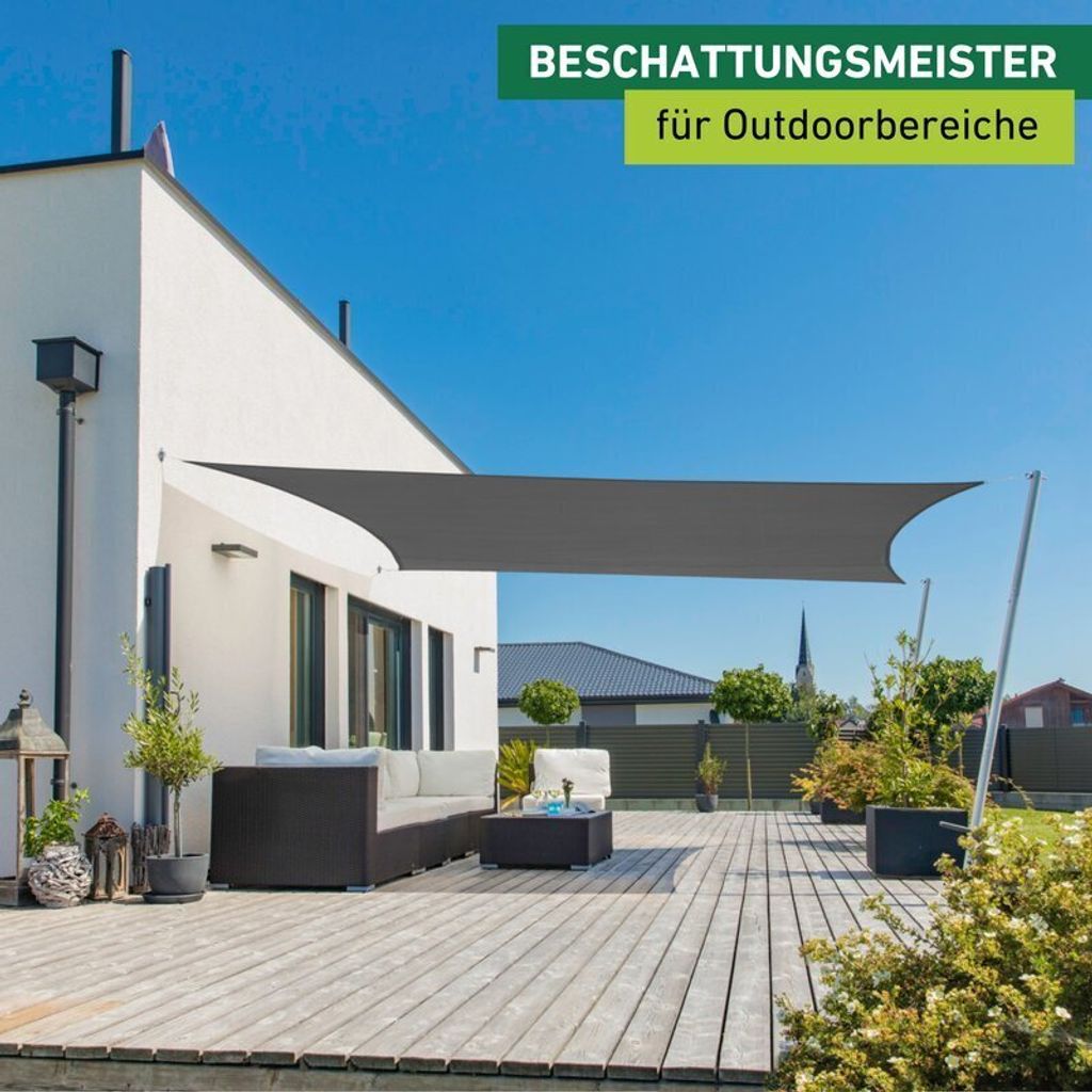 Sonnensegel Rechteck, 3x4m, anthrazit, wasserabweisend