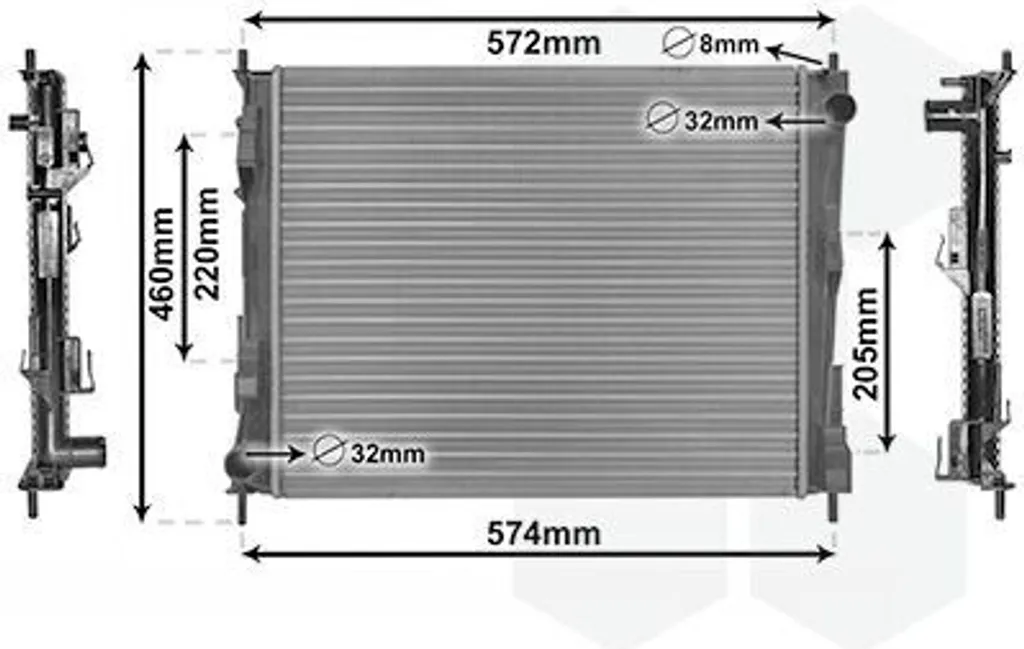 Radiateur alu 490x405x18mm pour 1.5DCi et 1.2i avec air conditionné