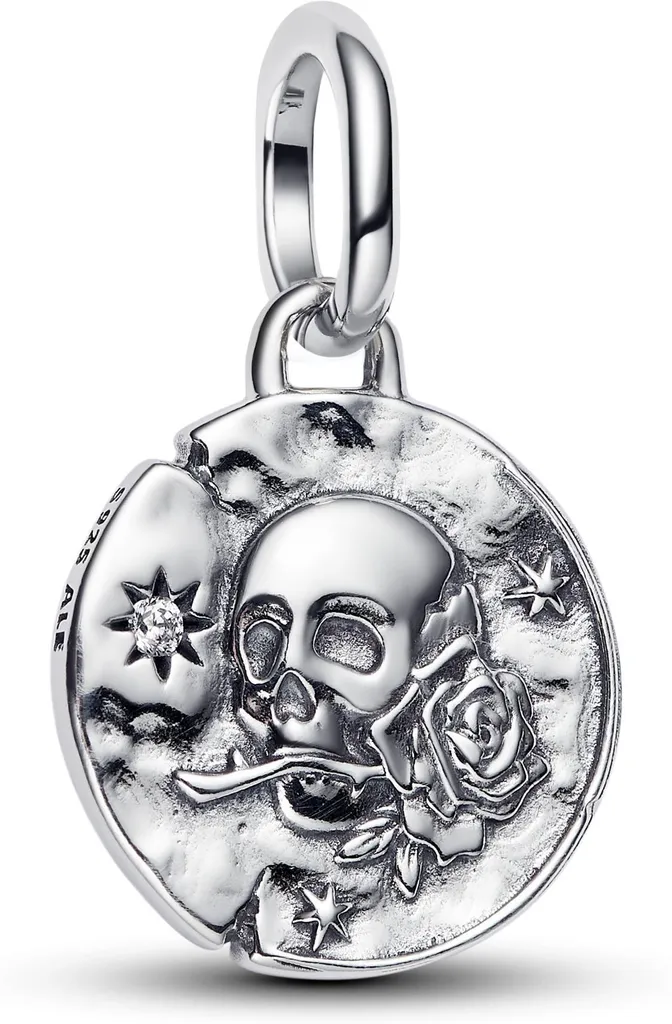 Pandora ME Charm Medallion Tête de Mort Zirconium 794089C01 Argent