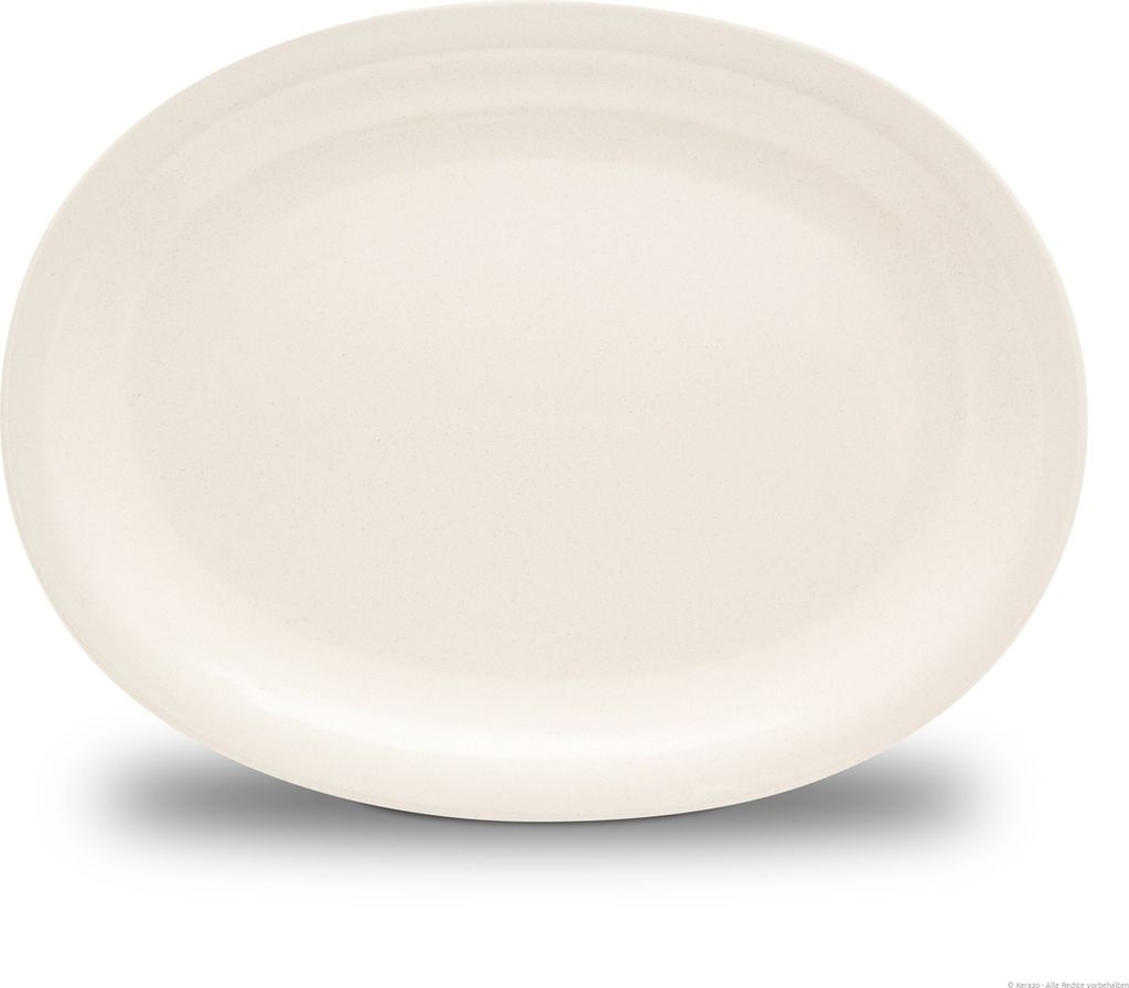 Original Bunzlauer Keramik Servierplatte Platte Teller oval 29,1x22,1x2,8 cm Creme-Weiß