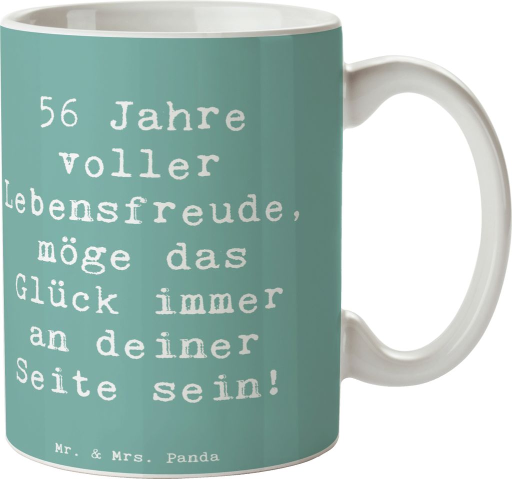 Mr. & Mrs. Panda Kaffeetasse Spruch 56. Geburtstag - Produktbild 