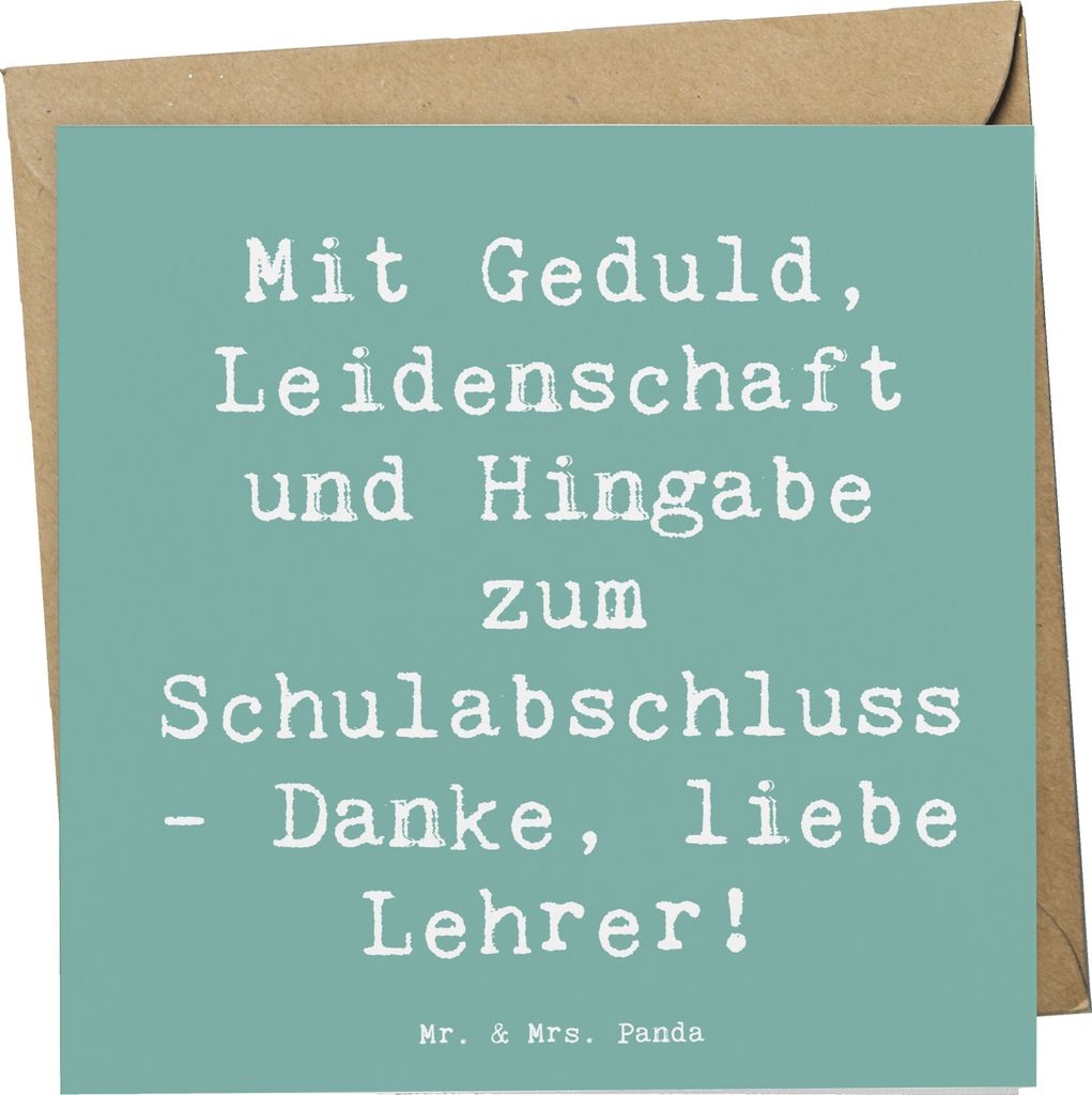 Mr. & Mrs. Panda Glückwunschkarte Spruch Danke Lehrer - Meeresbrise - Geschenk, anlasskarte, Lehreranerkennung, Klappkarte, Leidenschaft, sagen, A...