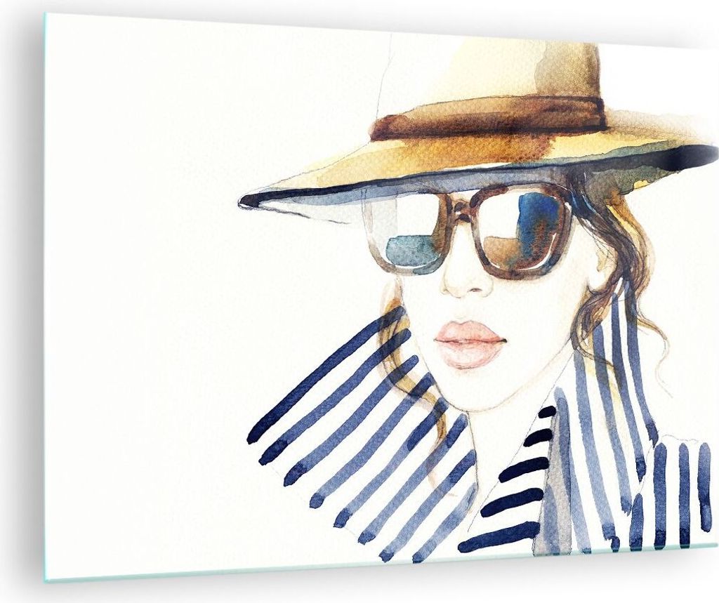 Bilder auf glas - Frau Gesicht Lippen - 70x50cm - Glasbilder - Wandbilder - Kunstdruck - zum Aufhängen bereit - Wanddekoration aus Glas - Glas Bil...
