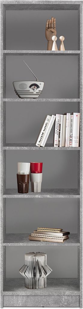 Regal Standregal Holzregal Bücherregal Dekoregal Beistellregal Büro "Olli VII" Beton / Weiß