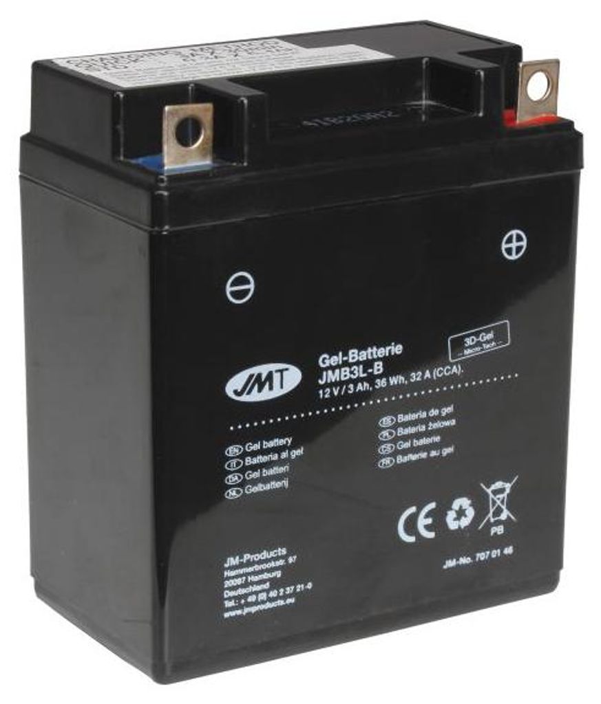 JMT Gel Batterie YB3L-B 12V 3Ah für Simson KR51 Schwalbe Yamaha DT80 125