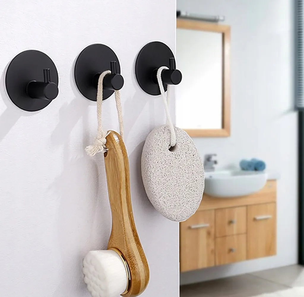 4 Ganci Adesivi Neri Opachi 4.5cm - Appendini Multifunzione Cucina e Bagno - 20