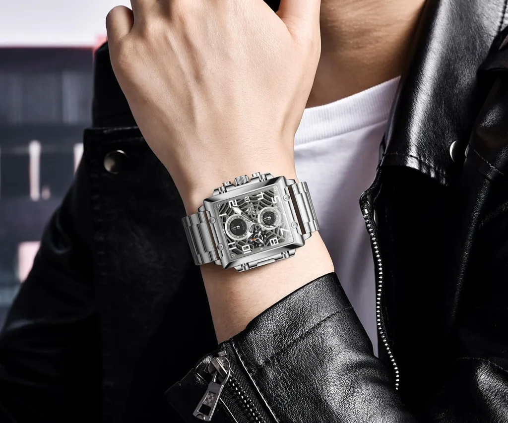 Orologio Uomo Fashion Quadrato Acciaio 41mm - Trend 2024 - 6
