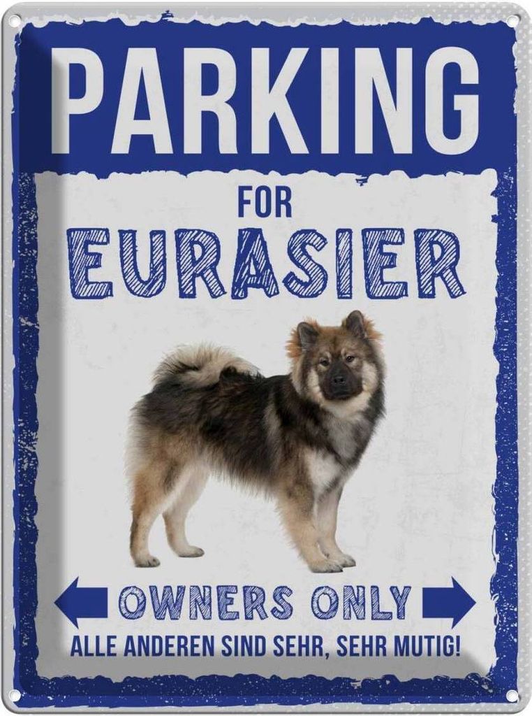 vianmo Blechschild 40x30 cm parking for eurasier Hund Parkplatzschild