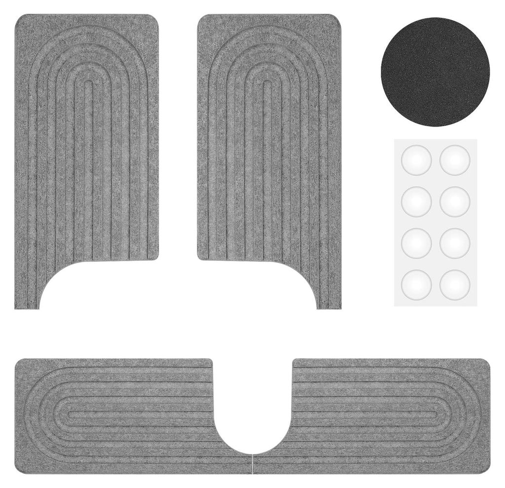 Dunkelgraue Abtropfmatte für Armaturen, 40 × 10 cm, U-förmig, aus Kieselgur, Spritzschutz für die Armatur, quadratisch, schnelltrocknende Stein...