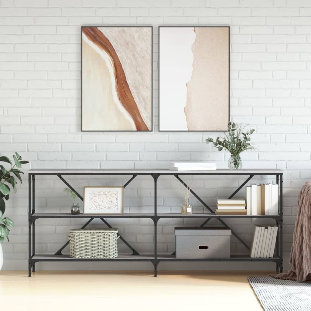 "im Angebot" Konsolentisch Grau Sonoma 180x30x75 cm Holzwerkstoff und Eisen - Kaffeetisch CC22802