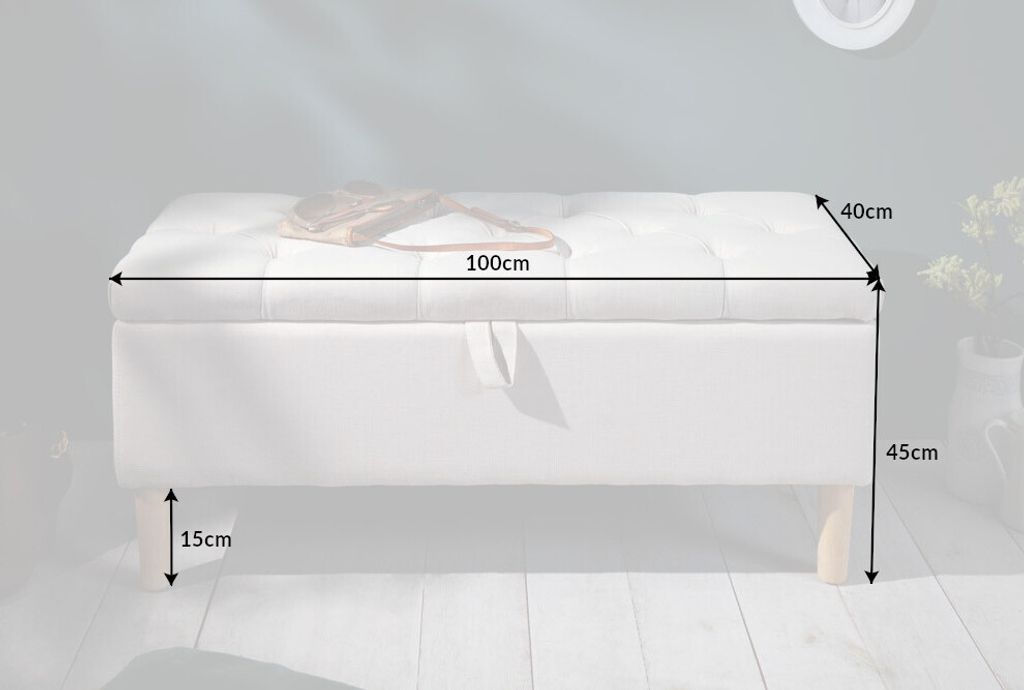 Chesterfield Truhenbank CASTLE 100cm beige Sitzbank Produktbild 9