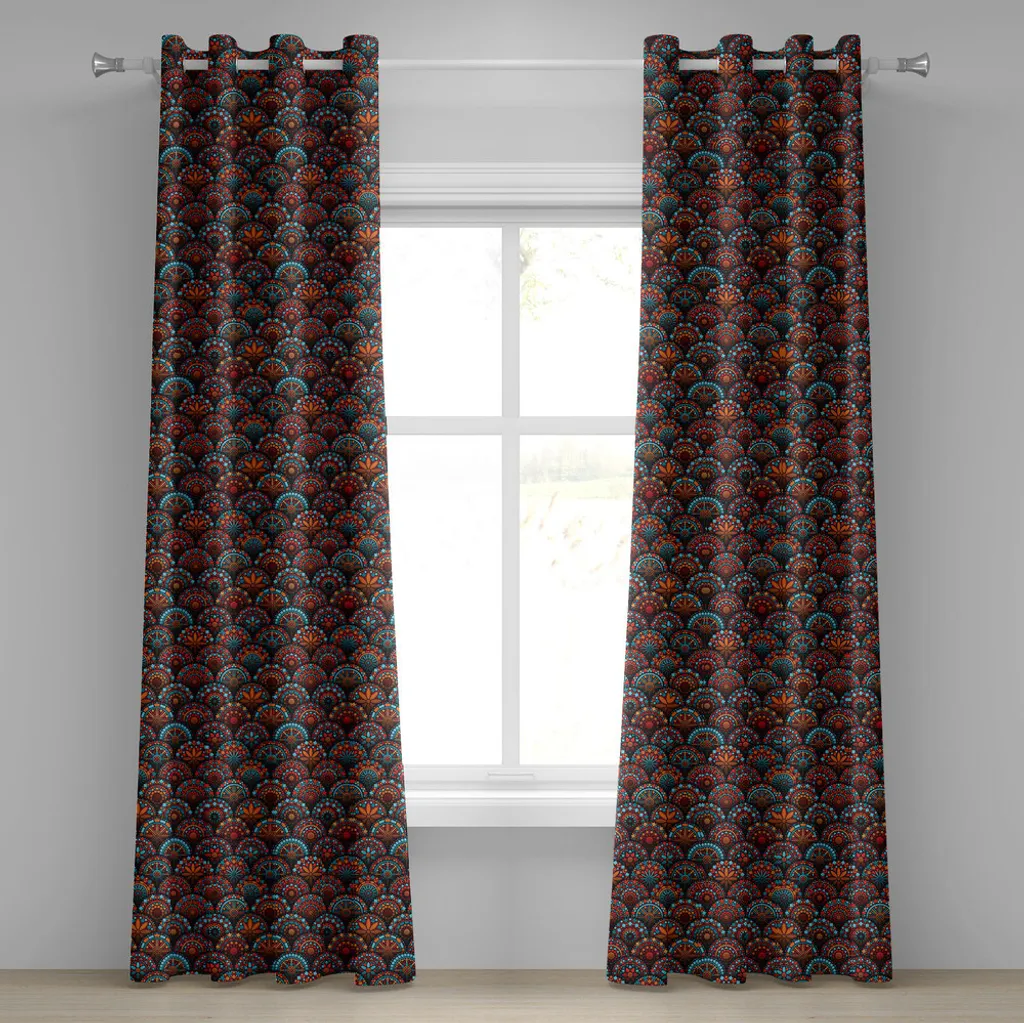 Tende Decorative Mandala 280x245 cm ABAKUHAUS Arancio e Blu Luxury