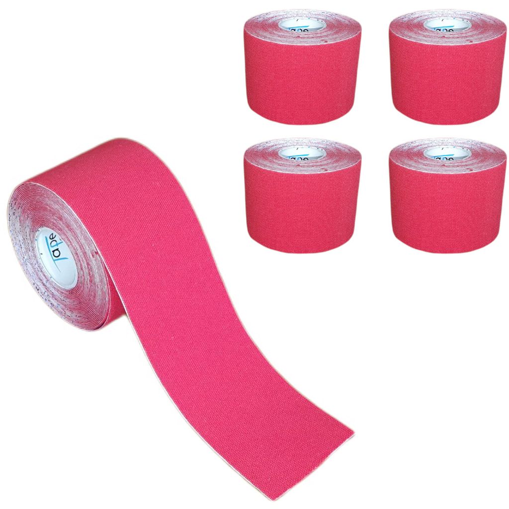5 Rollen - Tapefactory24 Getting Started Kinesiologie Tape 5cm x 5m - rot, Tapes Taping Klebeband Tapeverband Bandage wasserfest