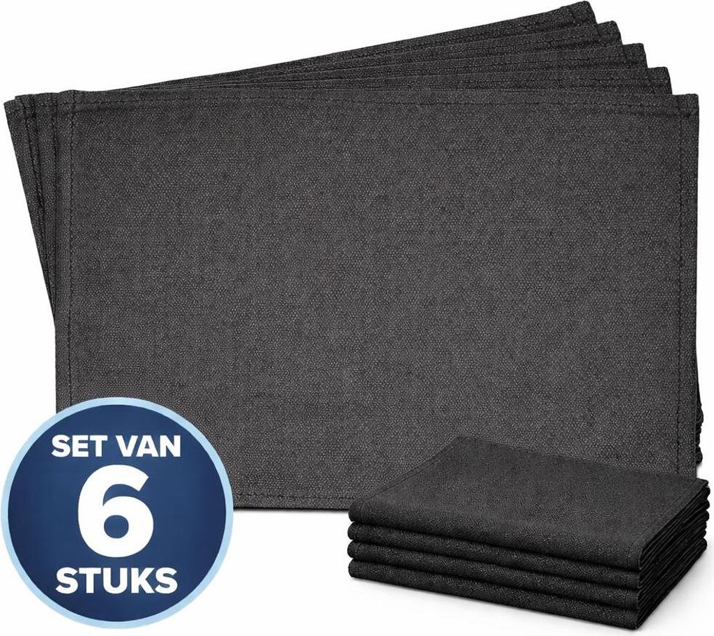 Tischset Baumwolle Grau – 45 x 30 cm – Set mit 6 Stück Produktbild 