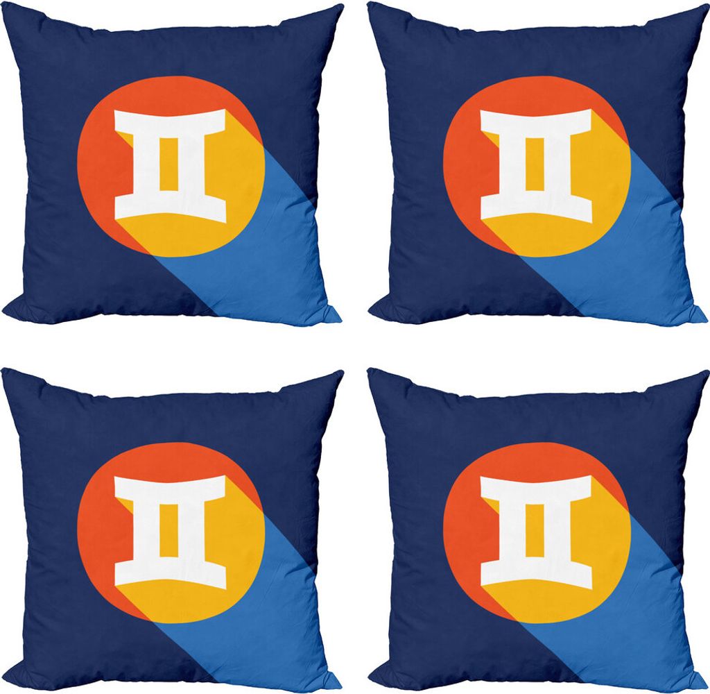 ABAKUHAUS Sternzeichen Zwillinge Kissenbezug Set (4 Stück), Bunte Grafik, Moderner Doppelseitiger Digitaldruck, 50 cm x 50 cm, Mehrfarbig