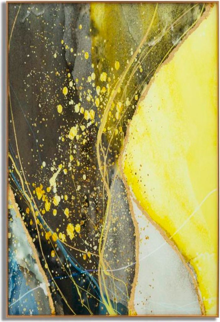 FURNLUX Wandkunst Sonnig Gelb 120cm / Hauptfarbe: Gelb / Abmessungen: 120 x 80 x 4 cm