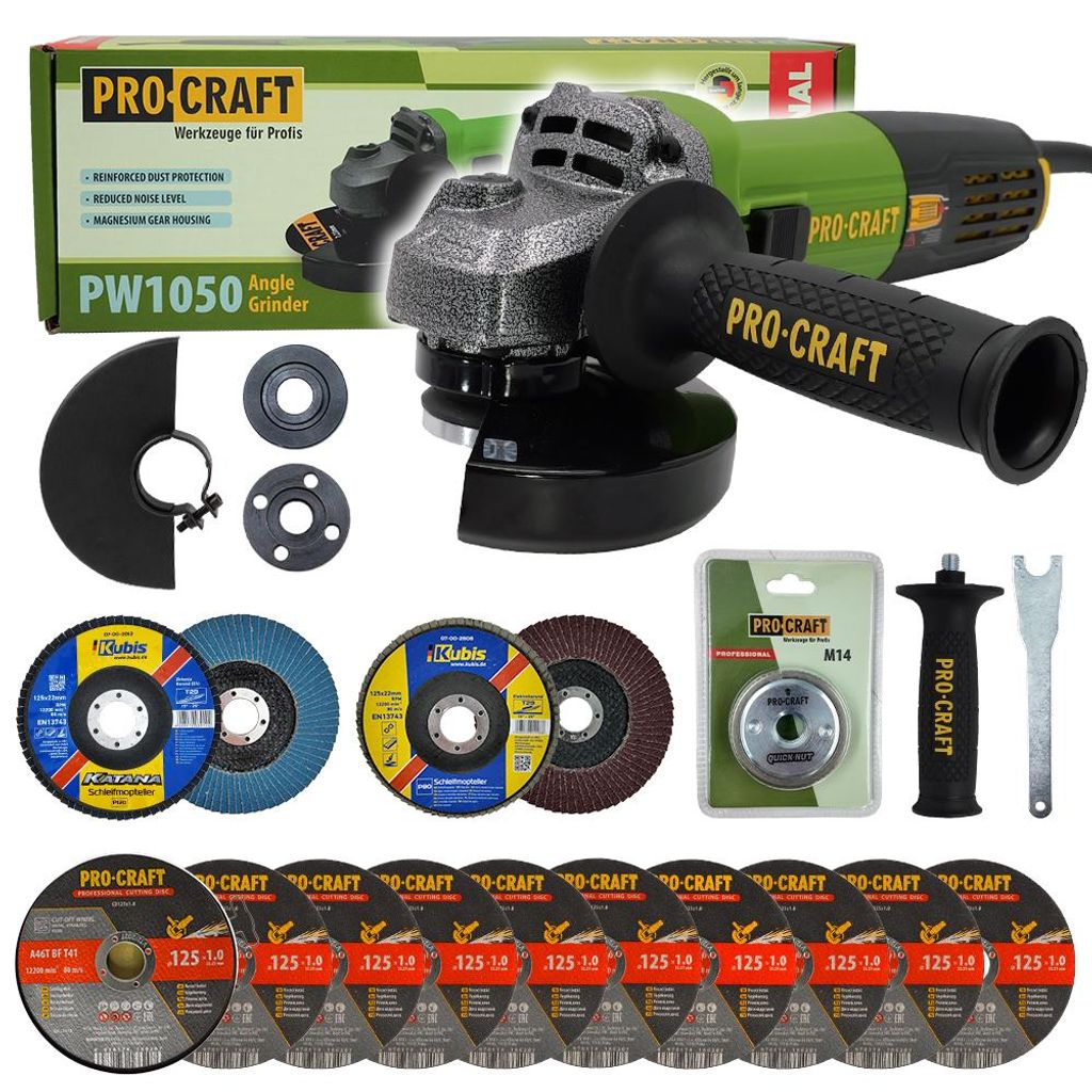 Meuleuse d'angle Procraft PW1050 + écrou de serrage rapide, Image du produit 
