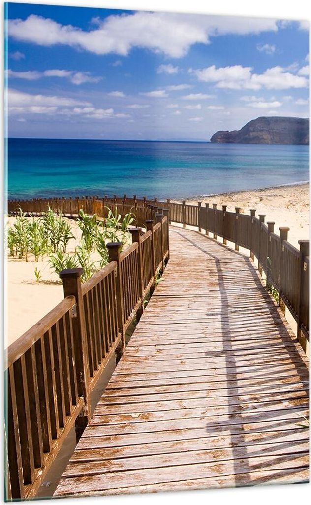 Bilder auf glas - Einteilig - Ozean Strand Sand Ufer - 70x100cm - Glasbilder - Wandbilder - Bilder - zum Aufhängen bereit - Wanddekoration aus Gla...