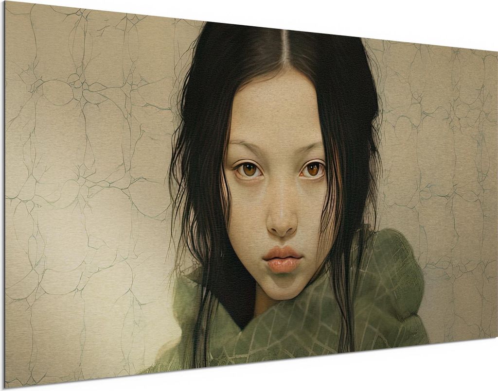 DEQORI Alu-Dibond Bild Silber 100x50 cm 'Kind der Natur' Wandbild Metall dünn Design