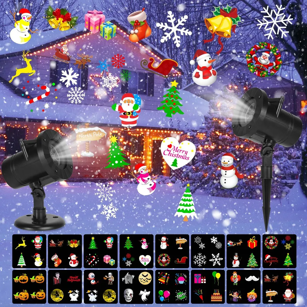 Projecteur LED Noël Extérieur Etanche - Effet Flocons de Neige 3D