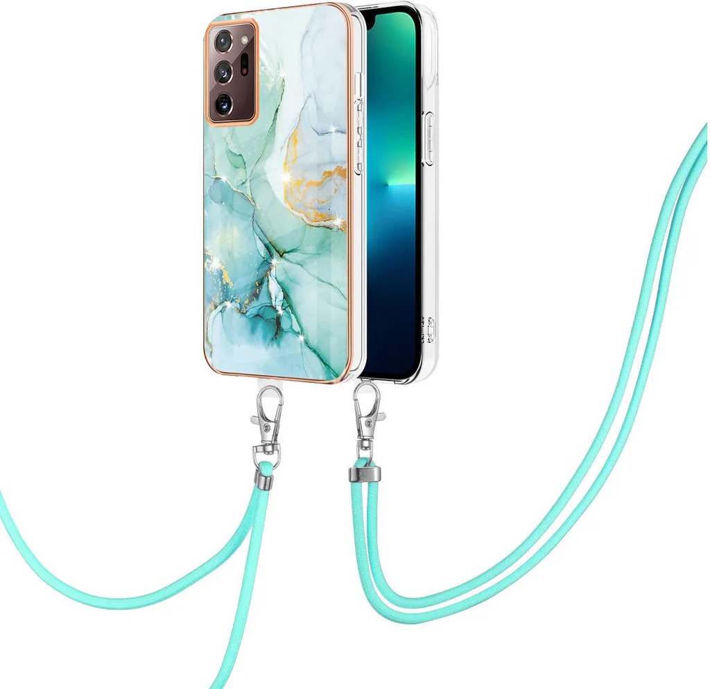 Custodia con cinturino per Samsung Galaxy Note 20 Ultra, paraurti in TPU morbido, custodia protettiva, con cinturino regolabile verde