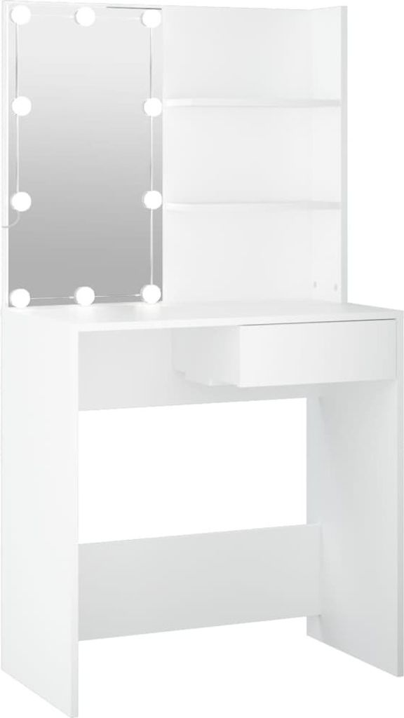 toaletný stolík vidaXL s LED diódou biely 74,5x40x141 cm Obrázok produktu 4