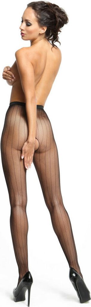 Netzstrümpfe mit offenem Schritt - MissO P615 Schwarz S/M