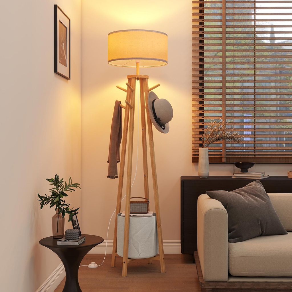 Stojací lampa Puluomis se stojanem na kabáty 176 cm, 8 Obrázek produktu 