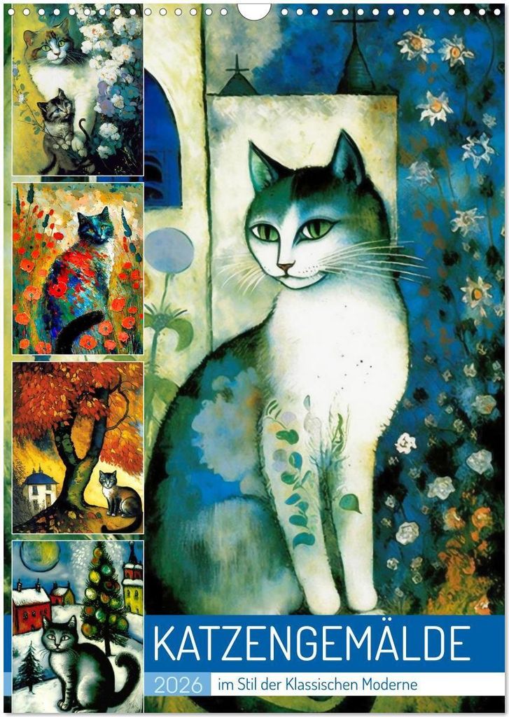 Katzengemälde (Wandkalender 2026 DIN A3 hoch), CALVENDO Monatskalender
