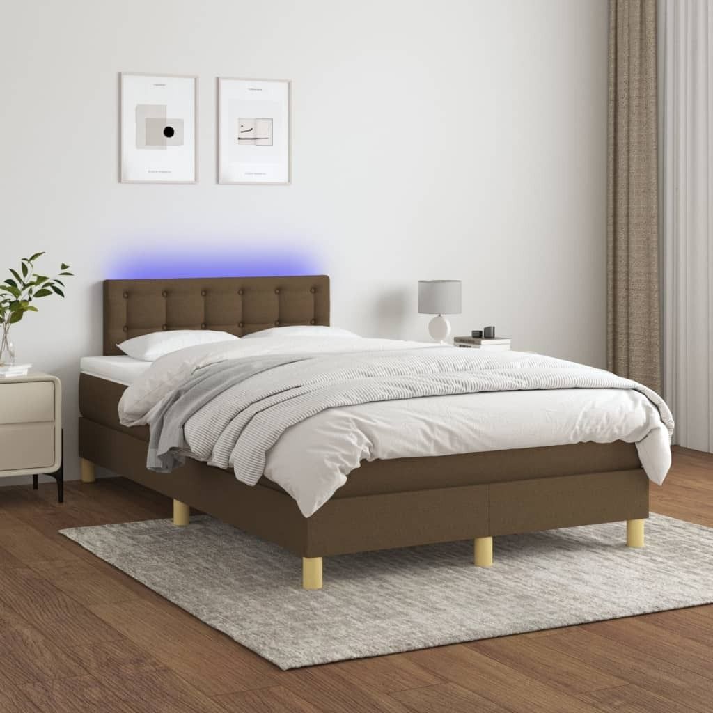 "2026 Promotion" Boxspringbett mit Matratze - & LED - Dunkelbraun - 120x200 cm - Stoff - Polsterbett CC7385