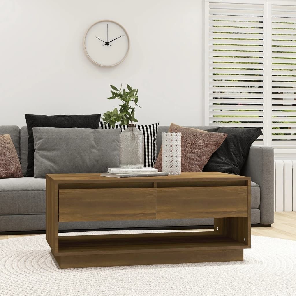 vidaXL Couchtisch Braun Eiche Optik 102,5x55x44 cm Holzwerkstoff - Couchtisch - Couchtische - Wohnzimmertisch - Sofatisch