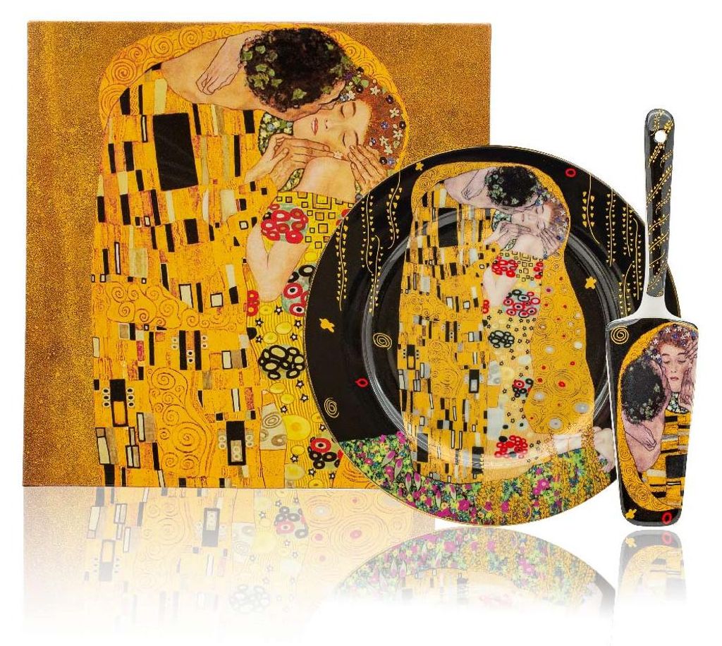 HOME ELEMENTS Assiette ronde avec cuillère à gâteau, Klimt, Image du produit 