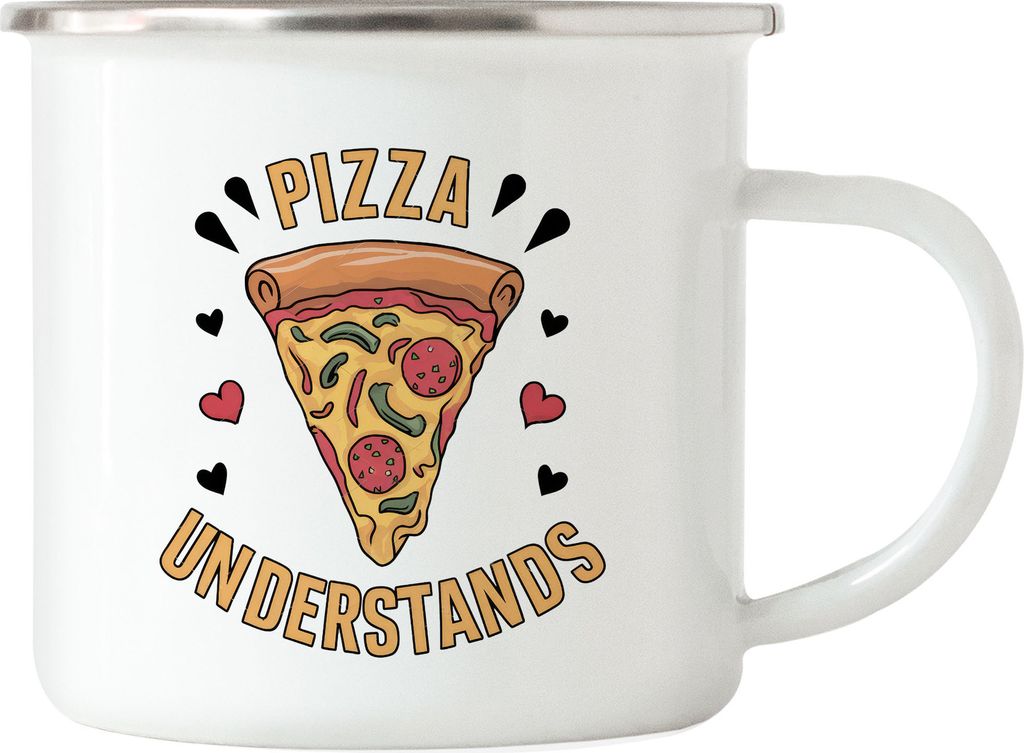 Pizza understands Emaille-Tasse silber Pizza Pizzabäcker Italien Pizzaliebhaber Pizzeria Pizza baker