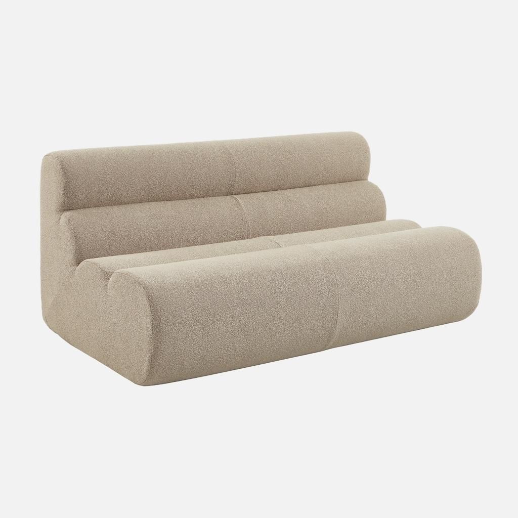 sweeek - 2-Sitzer Sessel mit strukturiertem Bouclé-Bezug - Beige