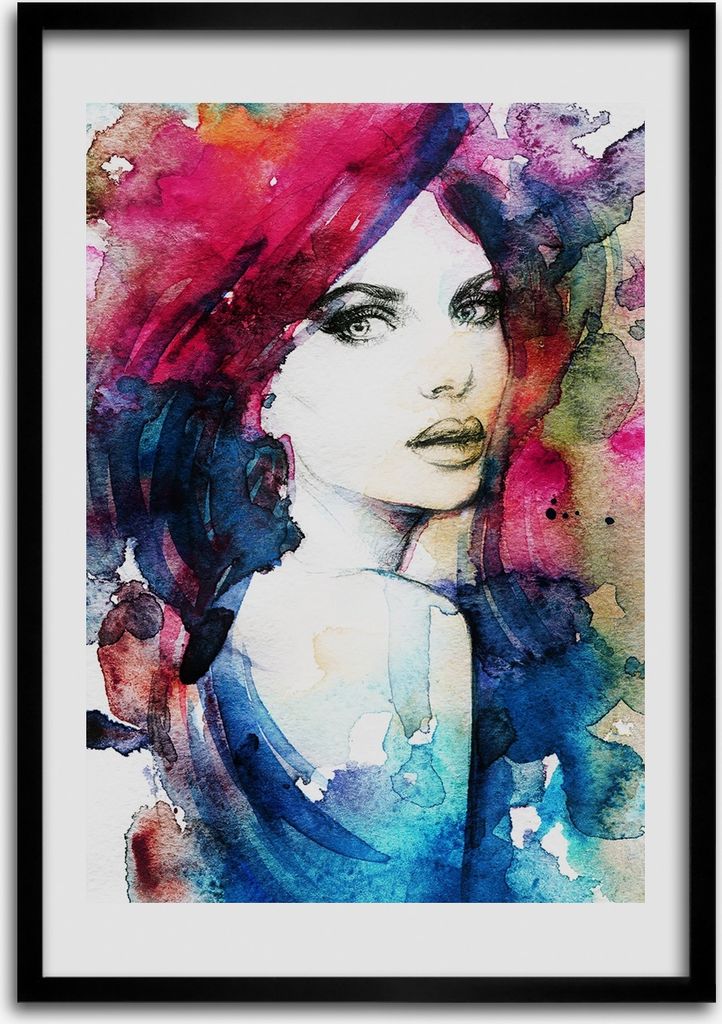 Bild - Bilderrahmen - 50 cm x 70 cm - MDF - Rahmen - Wandkunst Abstraktion einer Frau