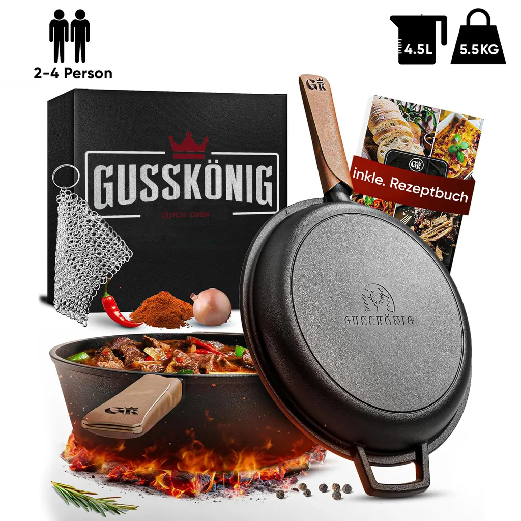 Set Cuisson Fonte pour Pain Maison et Plats Mijotés Duo Cocotte 3L