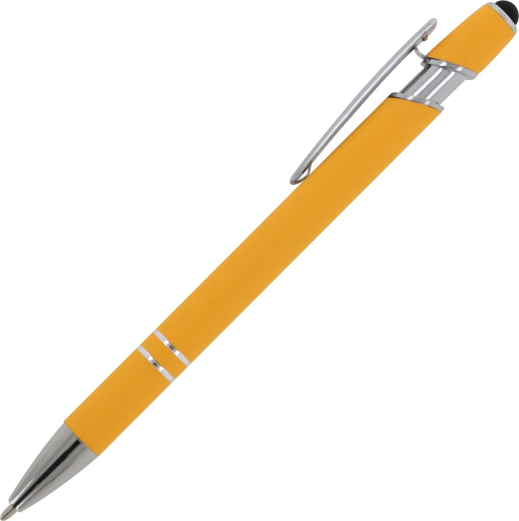 Touchpen Kugelschreiber / aus Metall / Soft-Touch / Farbe: gelb