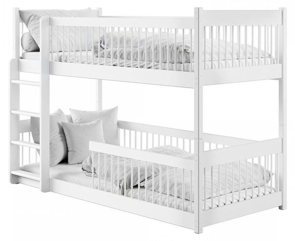 Etagenbett 90x190 am Boden inkl. Lattenroste Marion Weiß