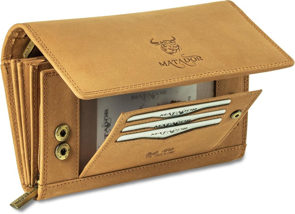 Damen Geldbörse Leder Groß RFID Schutz Portemonnaie Lang viele Fächer Kartenfächer Münzfach Reißverschluss elegant Geschenkbox hochwertig