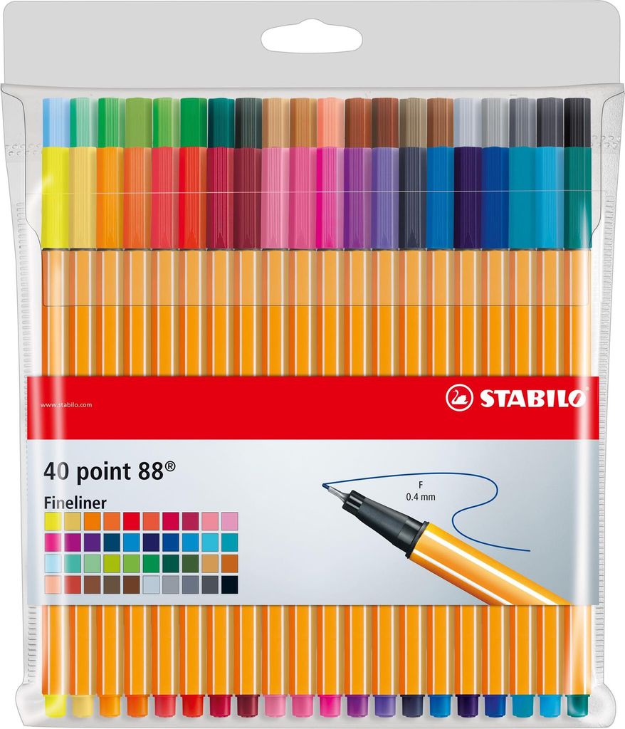 Fineliner - STABILO point 88 - 40er Pack - 40 Farben Produktbild 