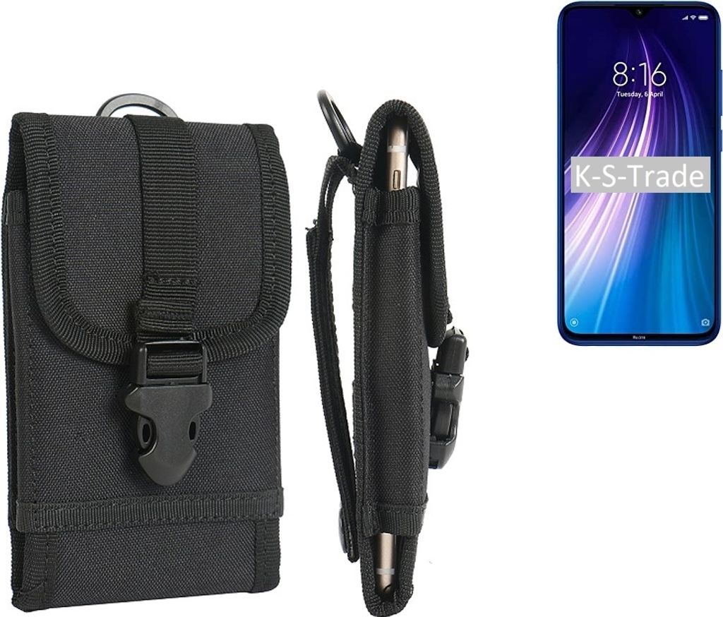 K-S-Trade Holster Handy Hülle kompatibel mit Xiaomi Redmi Note 8 Holster Handytasche Gürtel Tasche Schutz Hülle Robust Outdoor schwarz