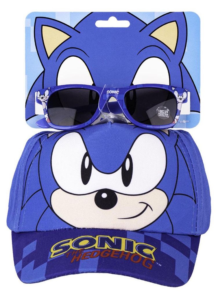 2 tlg. Set: Kappe mit Sonnenbrille in Blau Sonic The Produktbild 