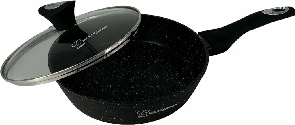 Padella 22 cm Effetto Pietra Granito per Induzione e Gas + Coperchio