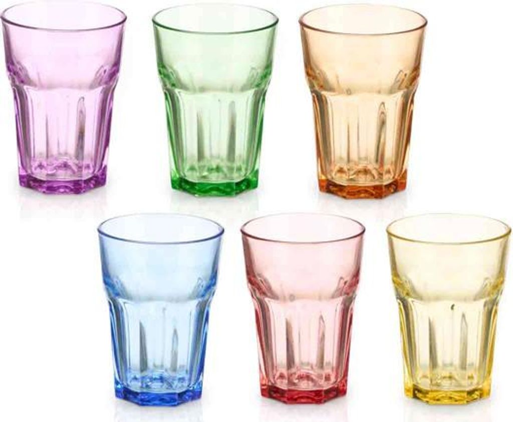 6er Trinkgläser Buntes Glas 360 ml Wassergläser Limogläser Produktbild 