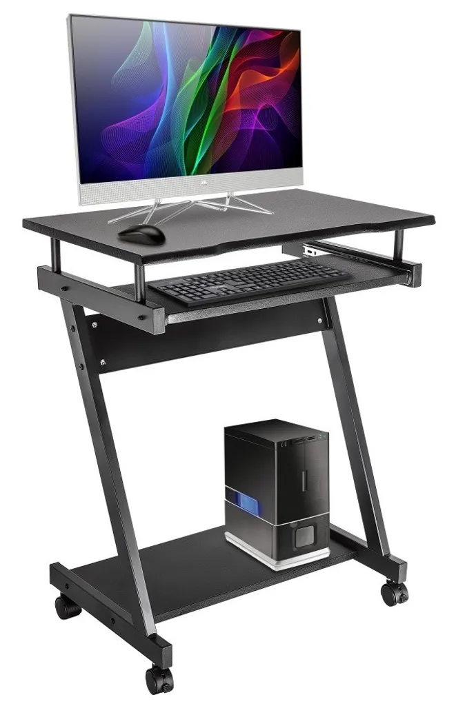 Techly ICA-TB 935B Bureau Informatique Noir Compact avec Support PC - 3