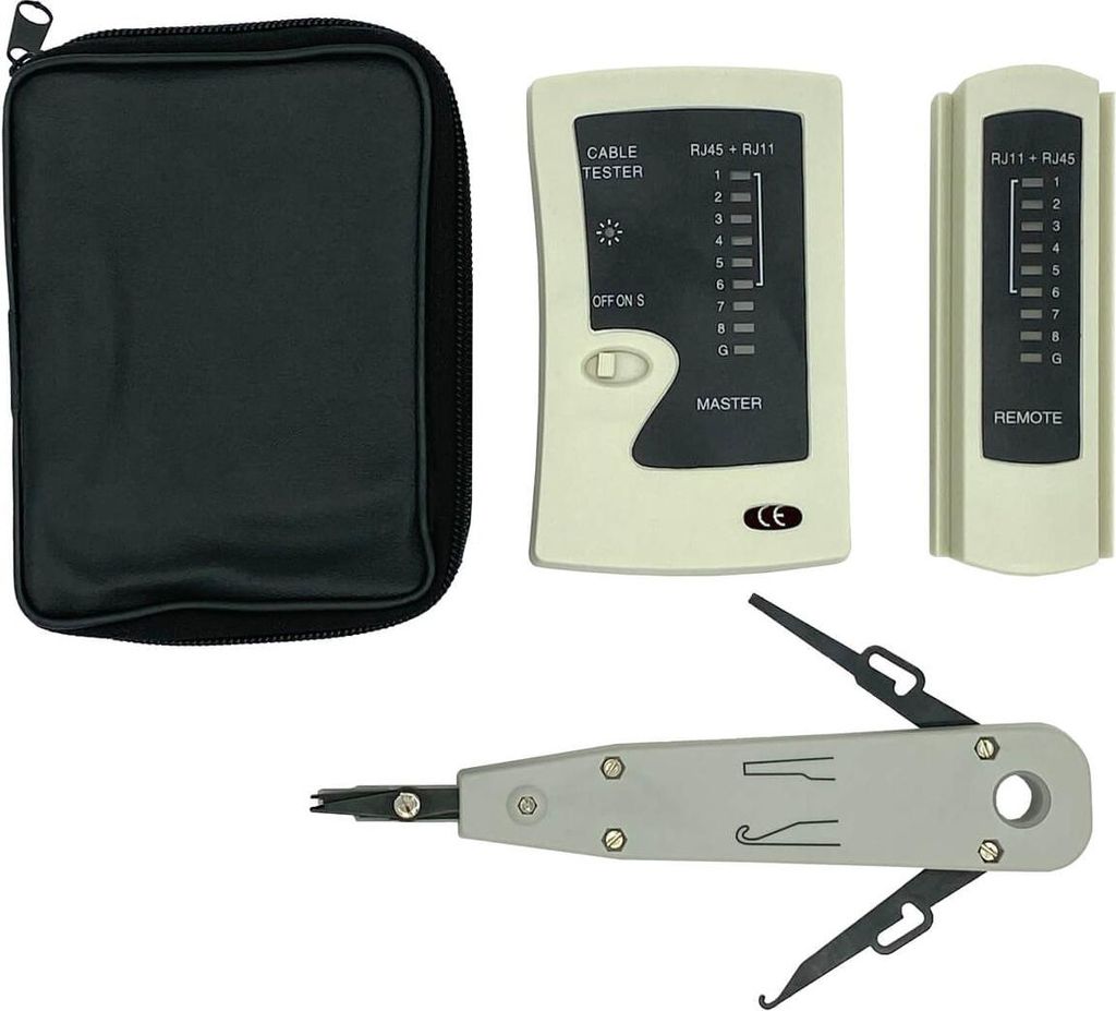 ProfiPatch Netzwerktester Kabeltester + Auflegewerkzeug LSA-Anlegewerkzeug Set